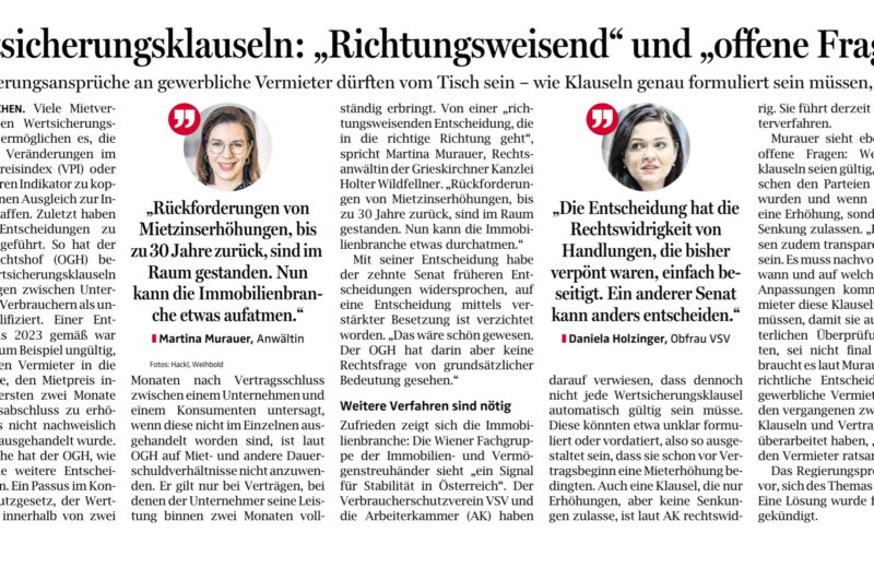 OÖN Artikel zur Wertsicherungsklausel