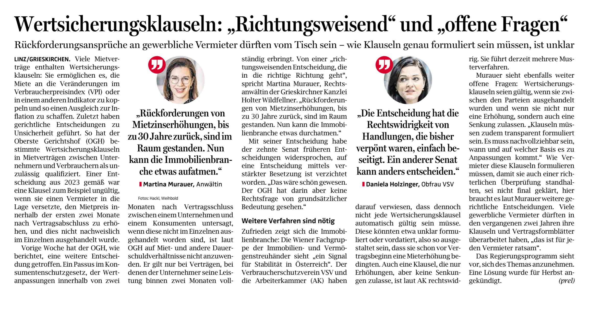 OÖN Artikel zur Wertsicherungsklausel